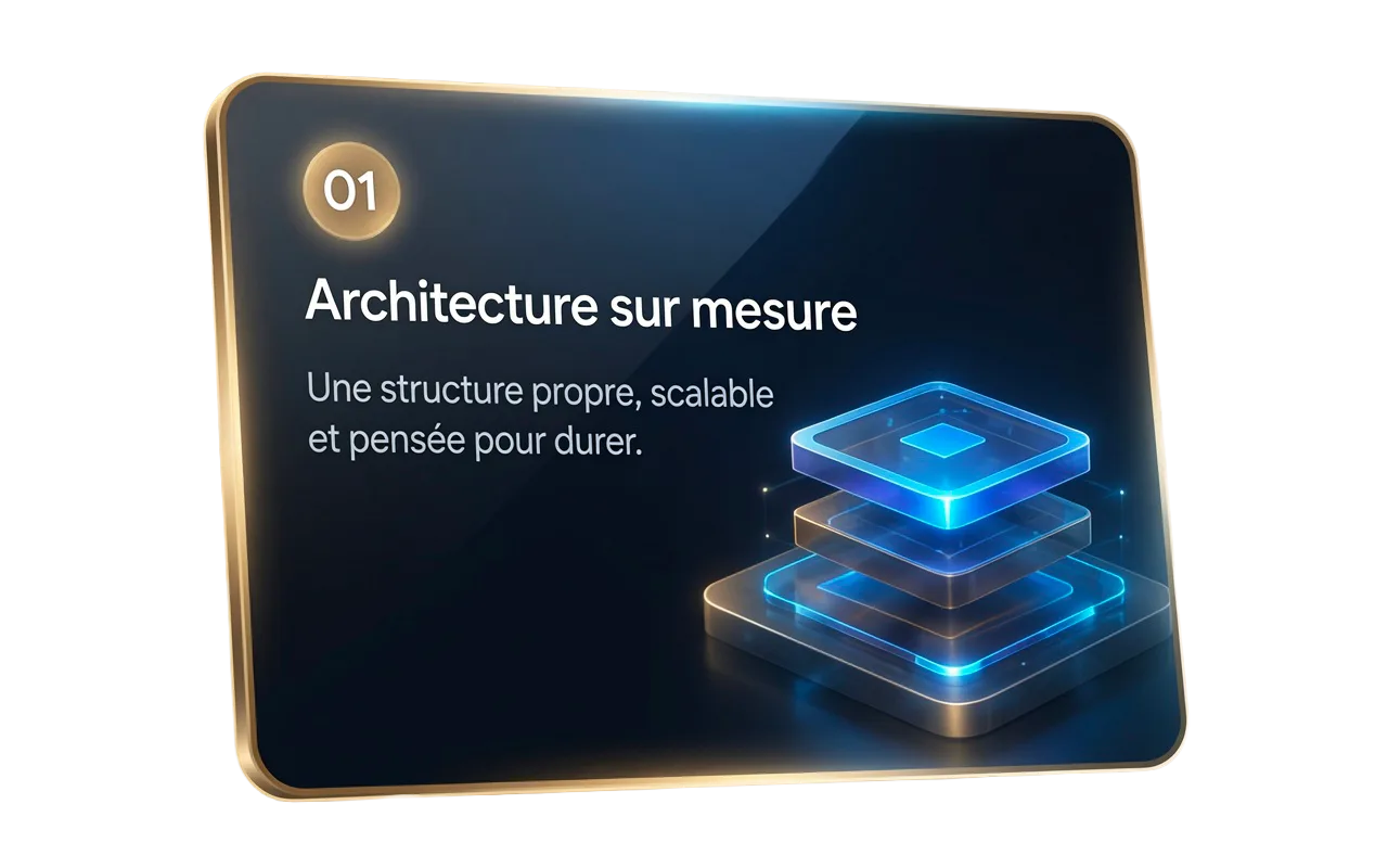 Architecture sur mesure : une structure propre, scalable et pensée pour durer.