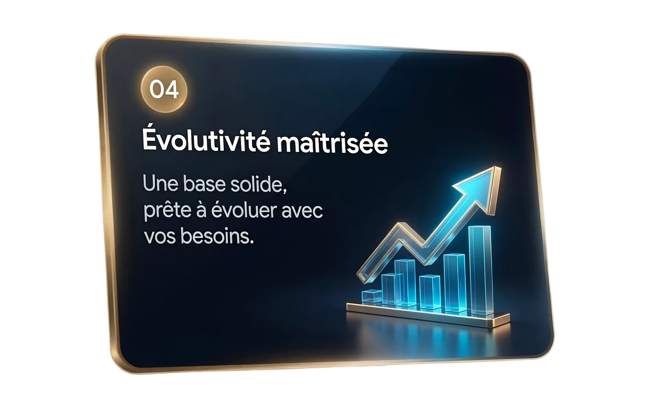 Évolutivité maîtrisée : une base solide, prête à évoluer avec vos besoins.