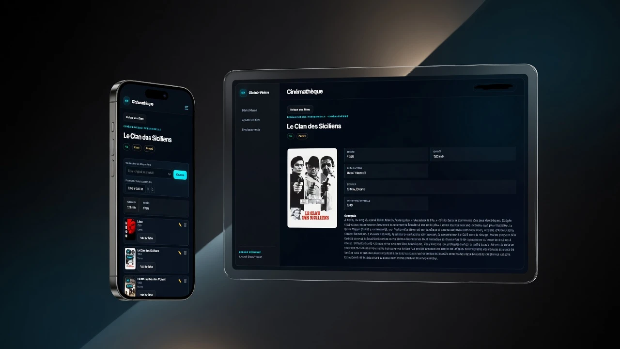 Application Ma Cinémathèque affichant une collection personnelle de films