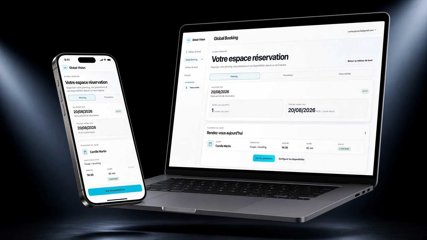 Aperçu de l’interface Global Booking dédiée au pilotage des réservations